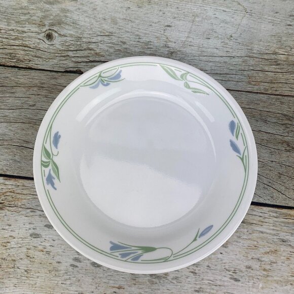 Corelle By Corning BLUE WREATH White Blue Green Design Salad Plates USA Set 4 - Picture 5 of 8